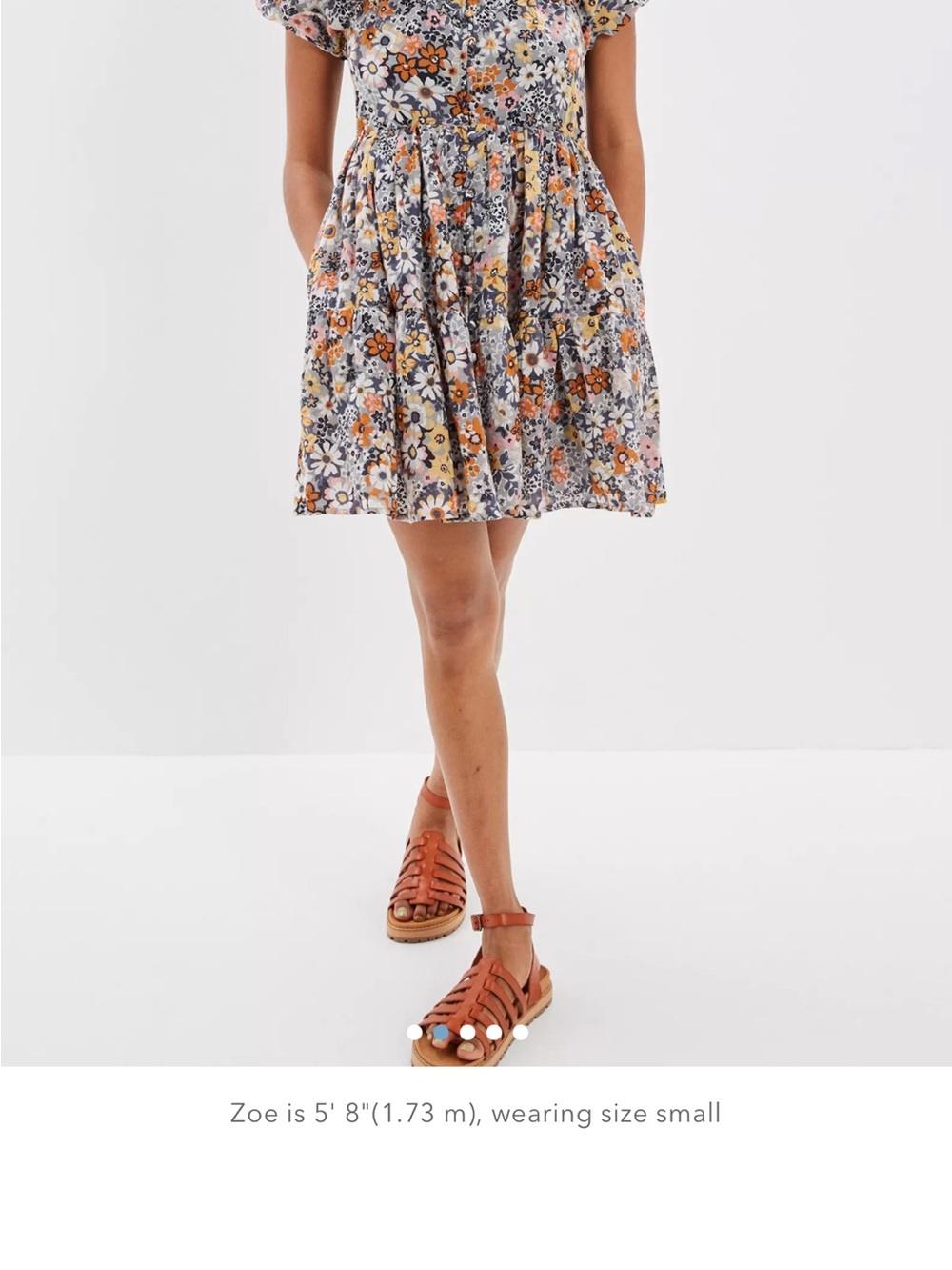 American Eagle Outfitters Floral Skater Mini in White, Orange & Yellow